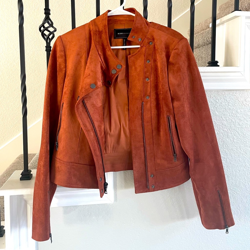 BCBGMaxazria Moto Jacket - Beautiful cognac suede, very versatile!